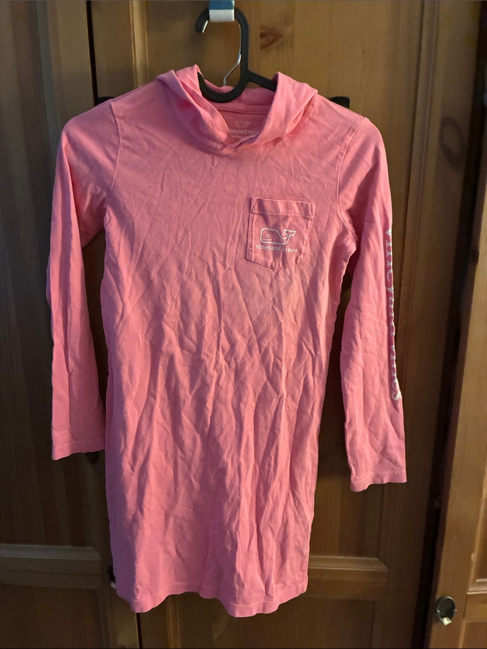 Vineyard Vines Coral Pink Kids Hooded Long Sleeve Top